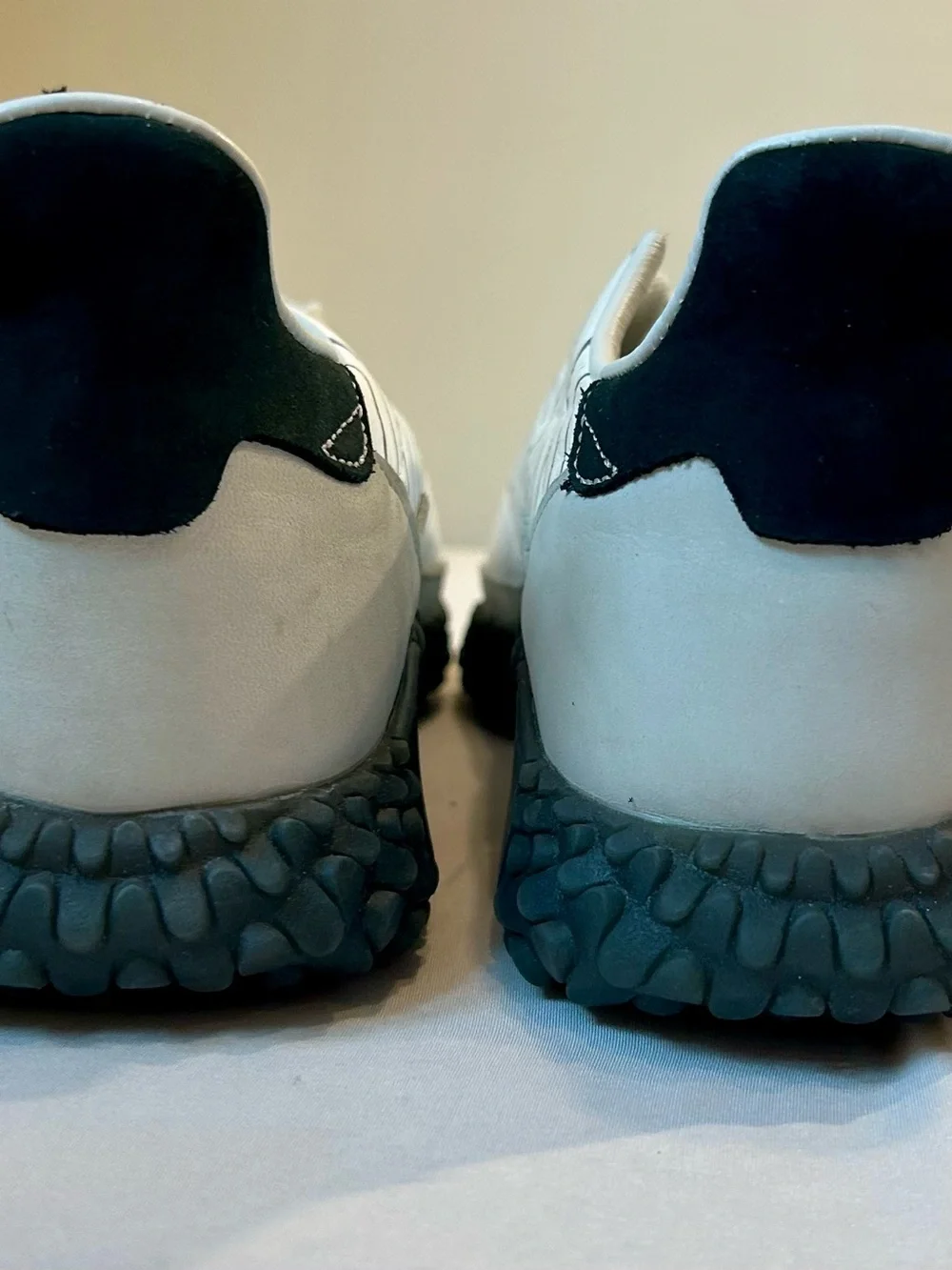 adidas mens Kamanda White Sneakers with Black and Neon Green Accents